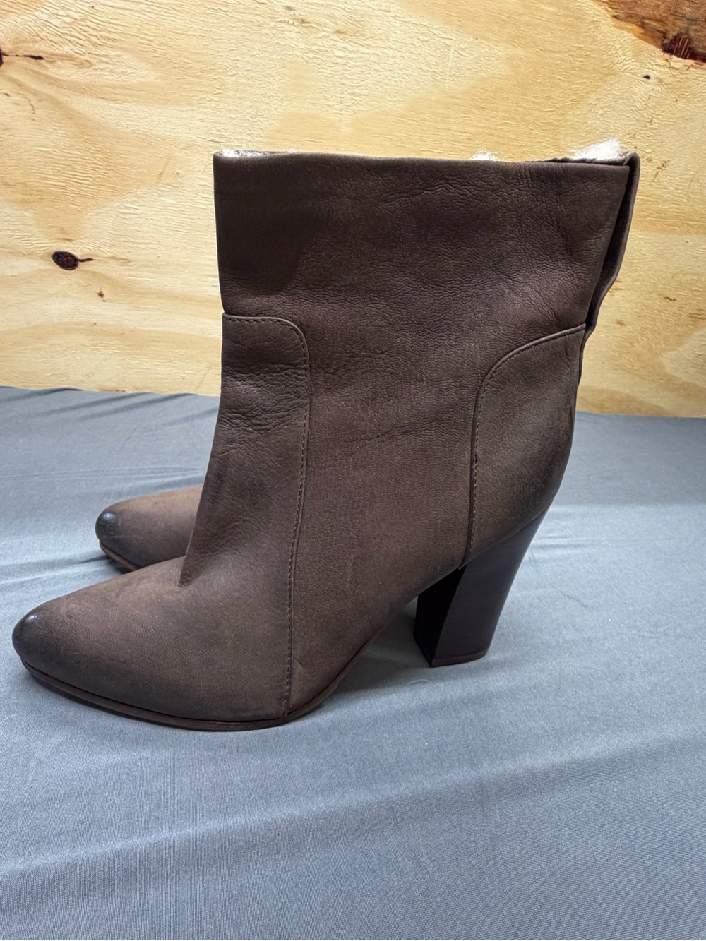 Belle Sigerson Morrison Brown Leather Shearling Lined Pull-on Boots Booties sz 8